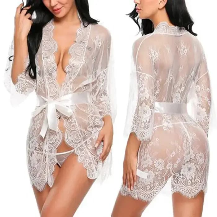 Robe de nuit transparente en dentelle pour femme