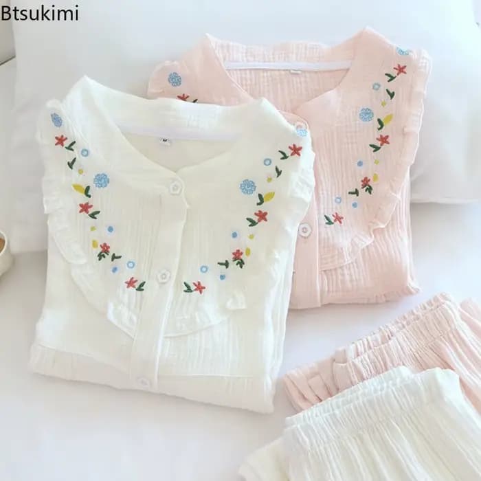 Nouvel ensemble de pyjamas d'été 2026 en pur coton pour femme