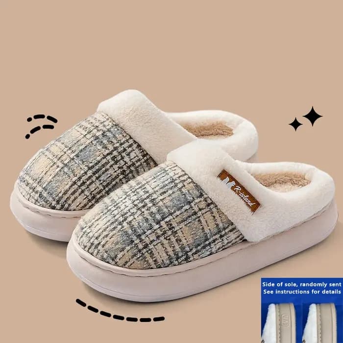 Femmes hiver chaud fourrure pantoufles rayure maison chaussures antidérapantes confort talon plat ma