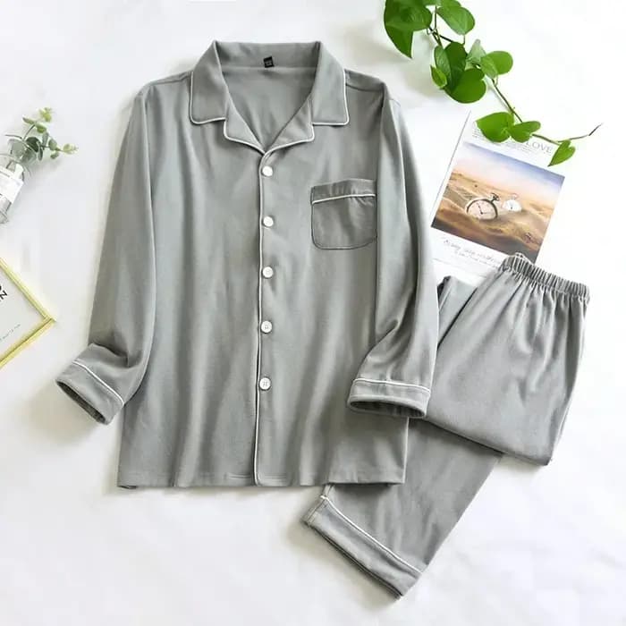 Ensembles de pyjamas homme printemps-automne 2026 – Chemises à manches longues et pantalons amples en velours respirant pour la maison
