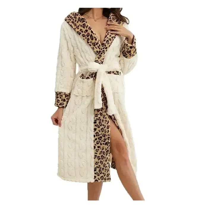 Chemise de nuit épissée à imprimé léopard