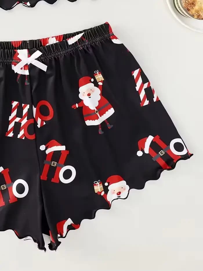 Ensemble pyjama imprimé élément père noël pour femmes