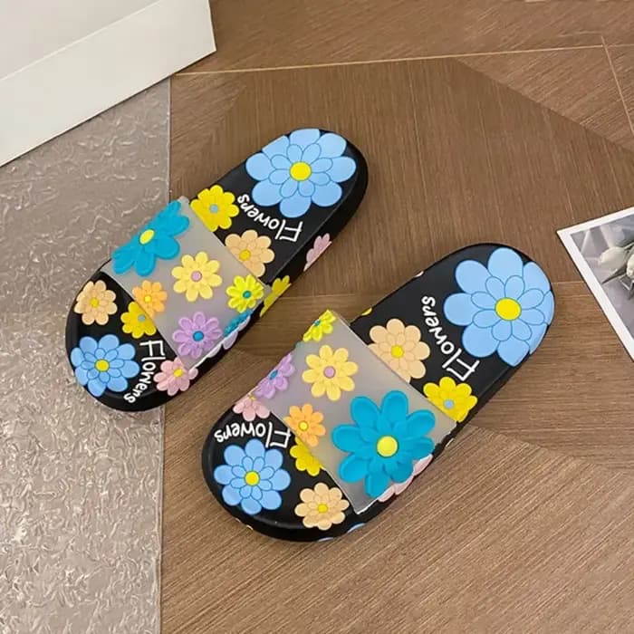 Pantoufles à fleurs antidérapantes décontractées