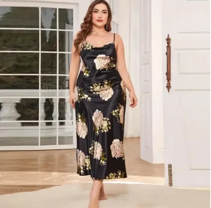 XL-5XL grande taille Sexy jarretelle chemise de nuit vêtements de nuit Lingerie été femmes chemise de nuit ample soyeux Satin robe de chambre vêtements de détente