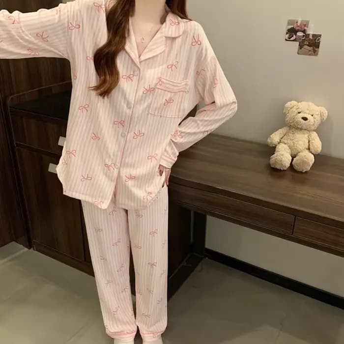 Pyjama Design Dtie avec nœud rose pour femmes