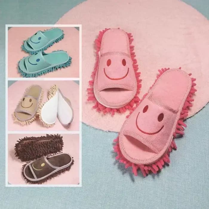 Pantoufles de nettoyage souriant pour vadrouille intérieure