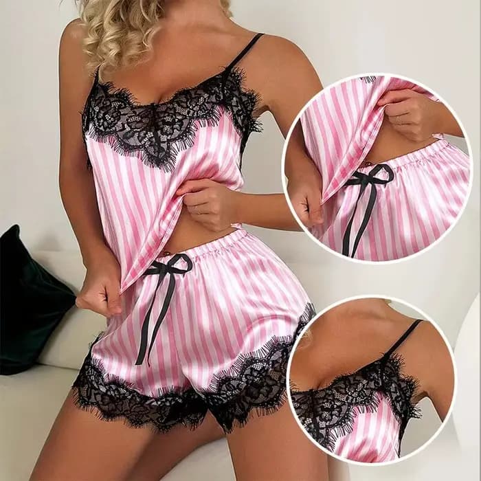 Ensemble de pyjama sexy à col en V pour femme