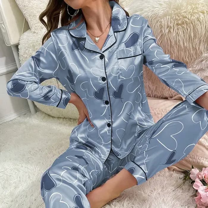 Femmes Satin Pyjama décontracté vêtements de nuit maison