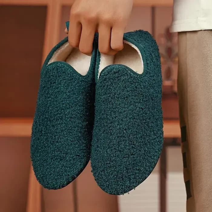 ELUVA pantoufles d'hiver antidérapantes pour hommes et femmes thermiques en plein air intérieur chaud en peluche