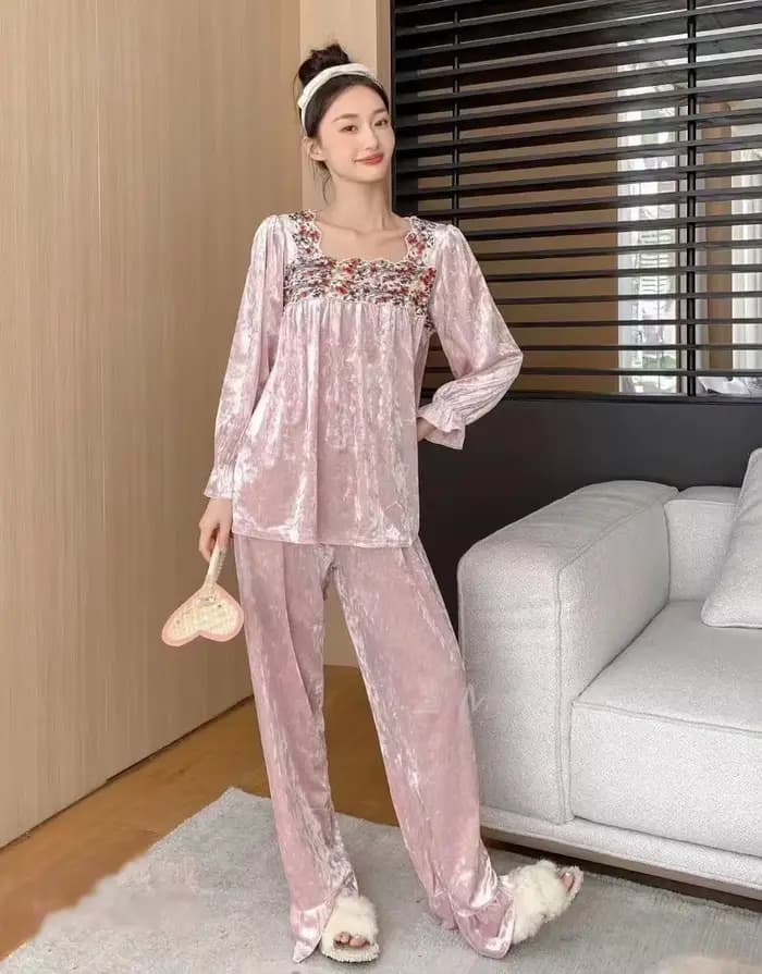 Hiver femme Pyjamas nouveau chaud or velours ensemble de vêtements de nuit printemps automne maison