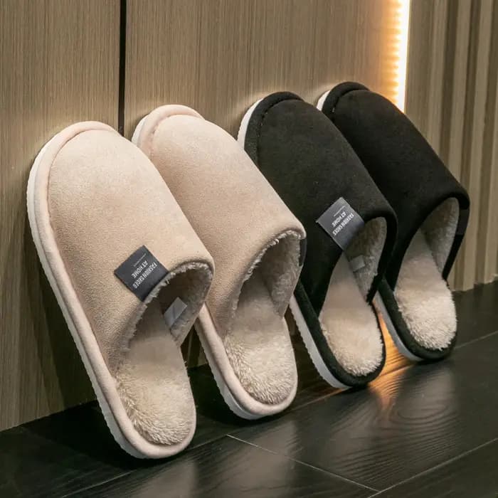 Hiver chaud pantoufles hommes maison antidérapant chaussures souples confortable talon plat