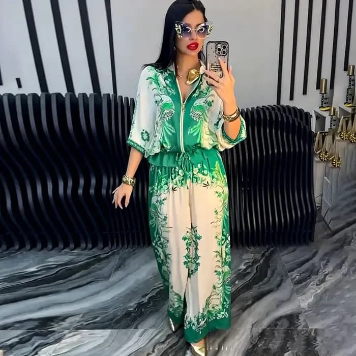 Ensemble pyjama 2 pièces élégant à imprimé floral Phénix