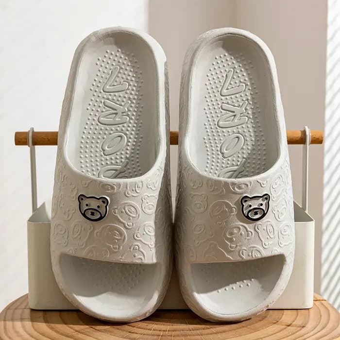 Pantoufles d'été imprimées ours mignon pour femmes et hommes