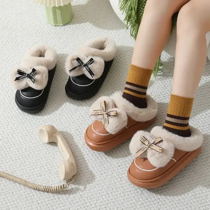 Pantoufles en coton avec nœuds imperméables et durables