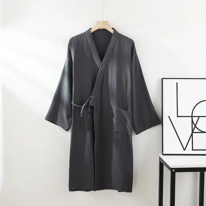 Robes Kimono pour Hommes Printemps-Été, Peignoir Confortable en Coton, Cardigan Foulardé, Vêtements d'Intérieur Légers, Grandes Tailles