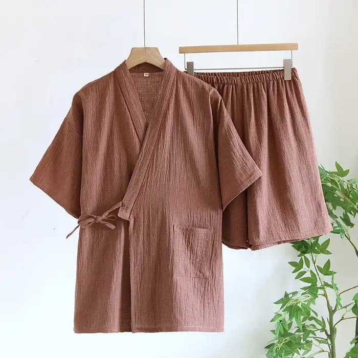 Ensemble de Robes Kimono pour hommes, vêtements de printemps et d'été, Short fin à manches courtes,