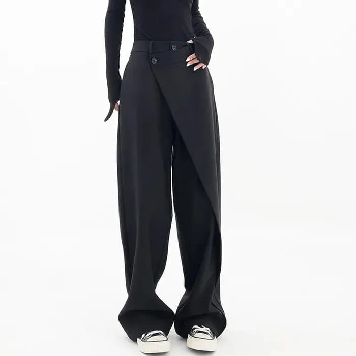 Pantalon large taille haute irrégulier pour femme, Y2K, mode estivale, patchwork décontracté, monoch