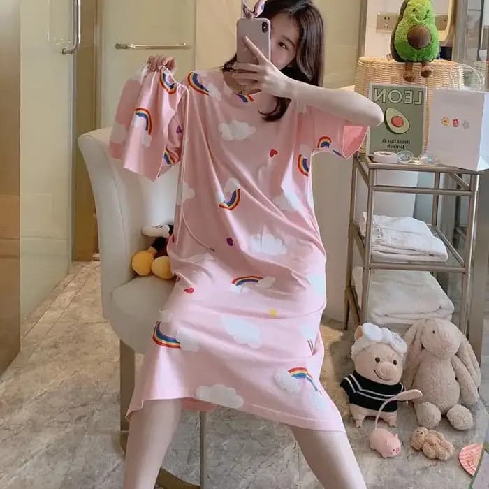 Robe de nuit mignonne à motifs de dessins animés pour femmes