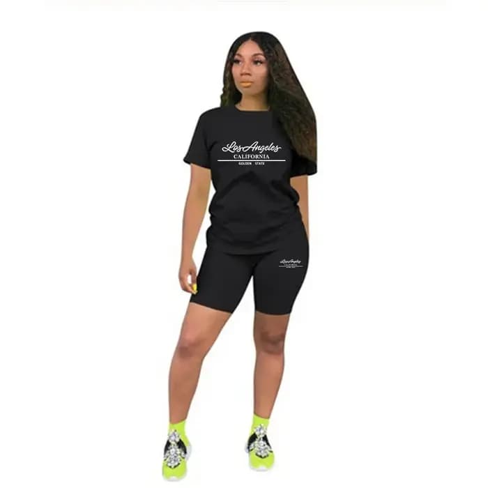 Offres Spéciales – Ensemble Décontracté Confortable et de Qualité pour Femme – Tenue d'Été Deux Pièces : T-shirt Col Rond et Short à Manches Courtes pour le Quotidien