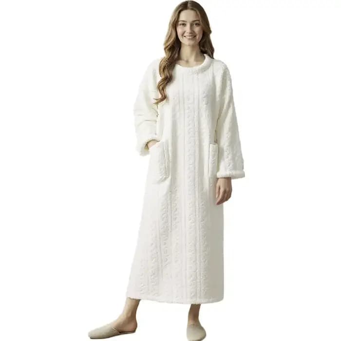 Chemise de nuit en polaire pelucheuse pour femme
