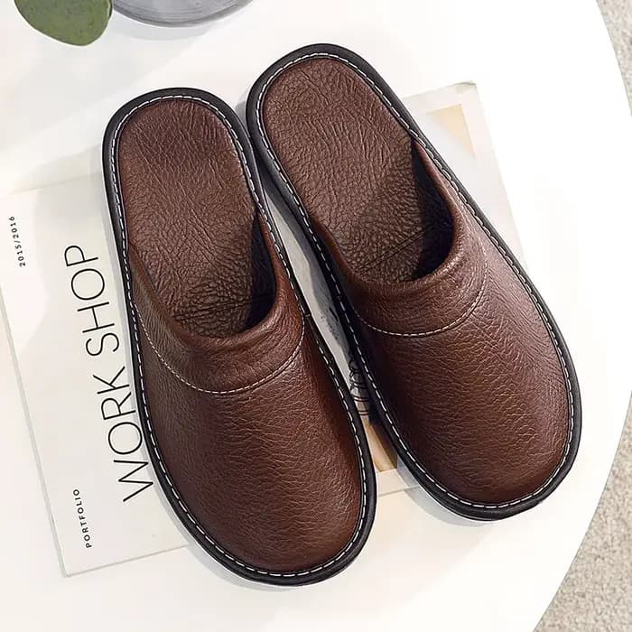Pantoufles en Cuir Solide pour Homme