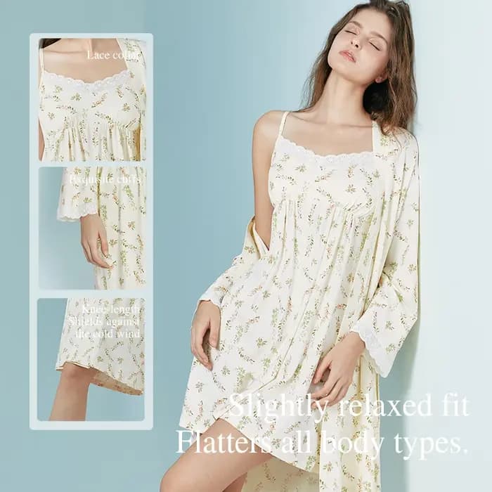 Ensemble pyjama et robe de chambre décontracté SUJIIN pour femme