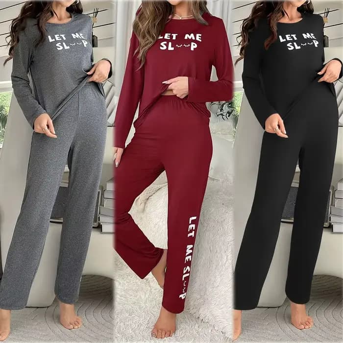 2025 Pyjama vêtements de détente lettre imprimer à manches longues haut et pantalon ample décontracté deux pièces