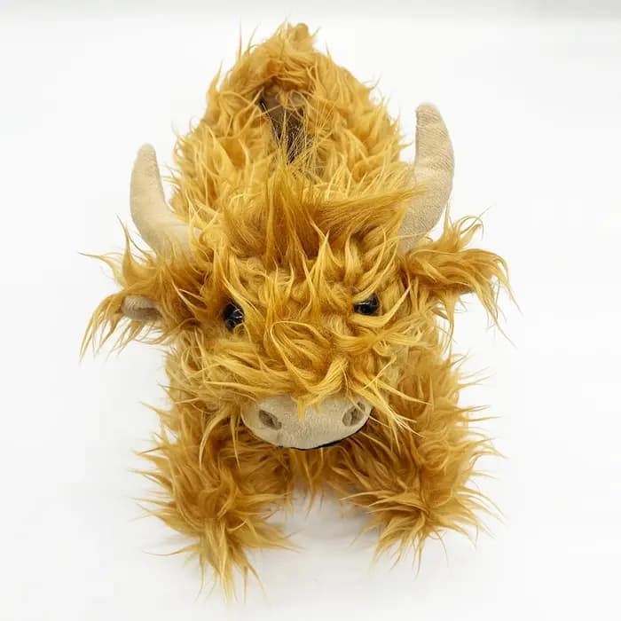 Highland vache mode pantoufles hiver moelleux bétail en peluche pantoufle femmes écossais