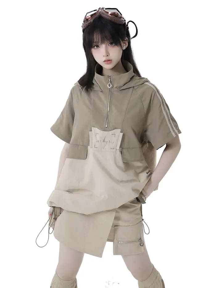 Robe légère et respirante kaki brodée à bretelles étendues pour femmes