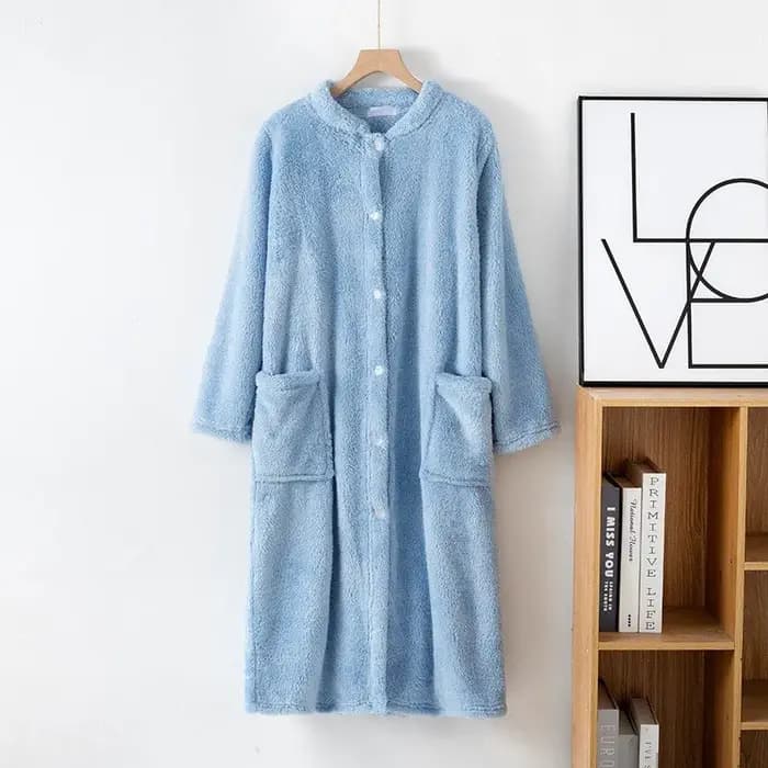 Automne hiver femmes chaud polaire Robe dames doux peignoir femme à manches longues