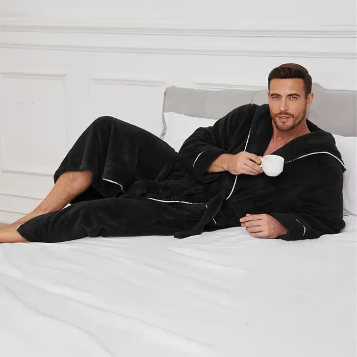 Hommes automne/hiver nouveau Style confortable coton flanelle Robe de luxe ouvert sur le devant Couples
