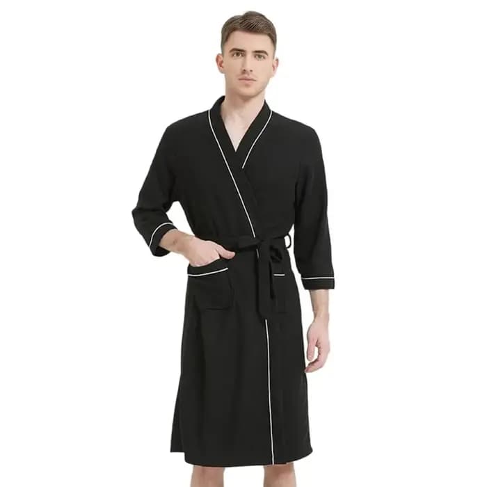Hommes chemise de nuit peignoir printemps automne couleur unie