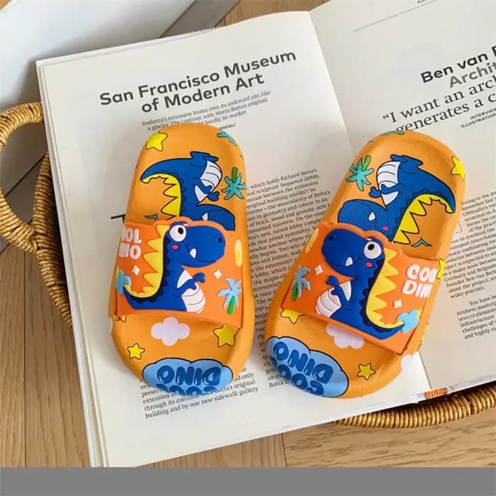 Chaussons dinosaures mignons à plateforme antidérapants, sandales de salle de bain pour enfants en E