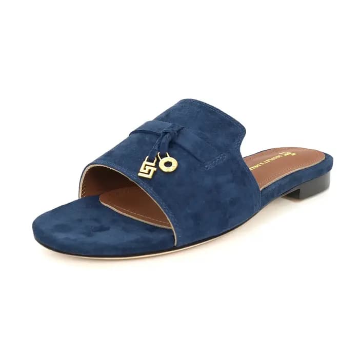 Pantoufles plates en daim de mouton pour femmes
