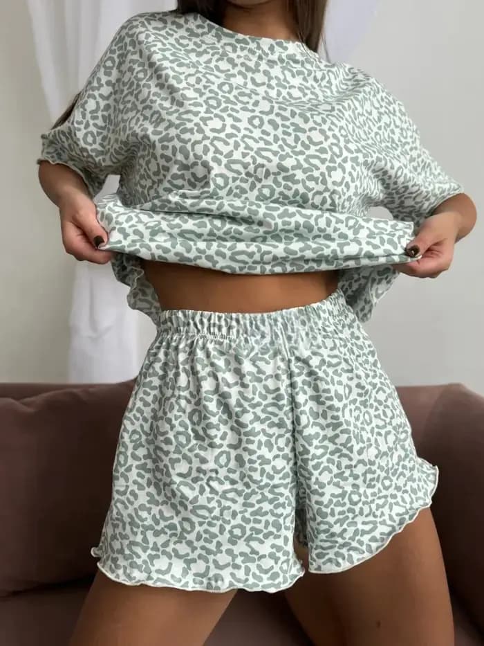 Nouvel ensemble pyjama femme 2025 – T-shirt et short 2 pièces doux et confortables