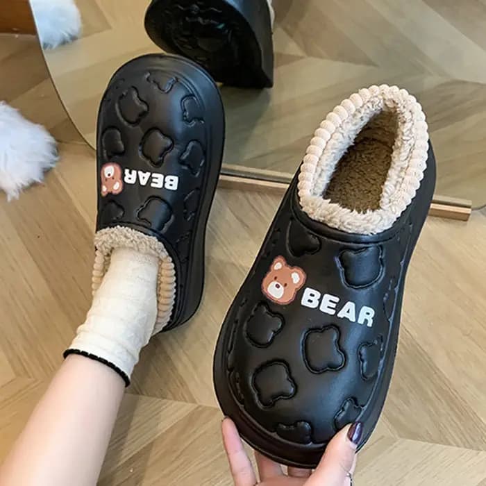 Comwarm hiver moelleux pantoufles pour femmes imperméable concis coton diapositives doublure en peluche