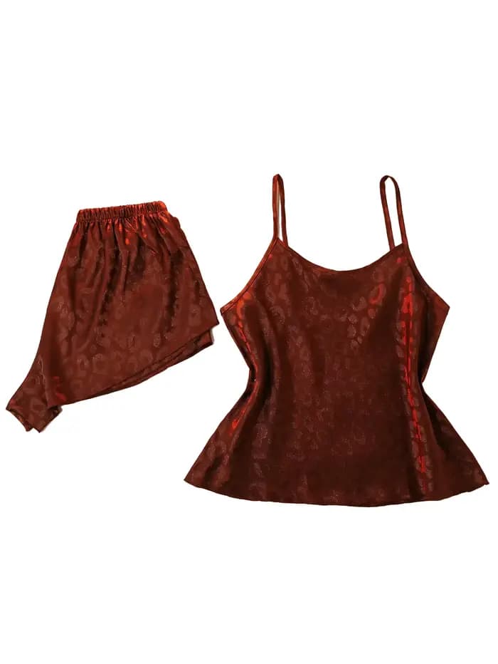 Ensemble pyjama élégant à imprimé léopard marron pour femmes