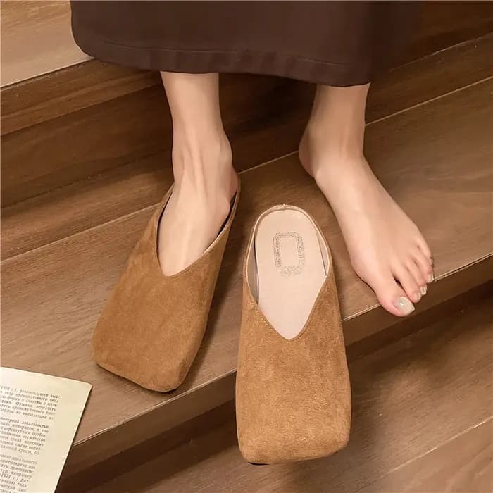 Chaussures pantoufles diapositives plates couverture orteil troupeau