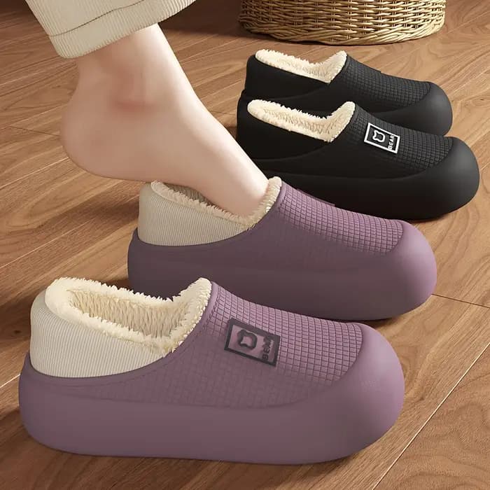 Chaussons pour femmes hiver 2025 nouveau Style à talons intérieur maison semelle épaisse antidérapant polaire doublé