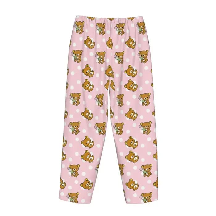 Pantalon de pyjama rose Rilakkumas pour femmes, avec poches, pantalon de détente, bas de pyjama pour