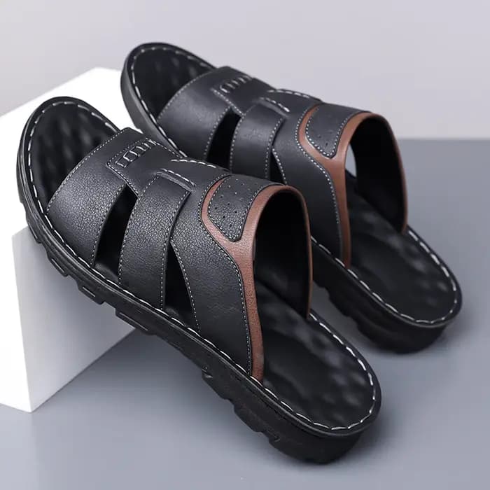 Pantoufles pour hommes de grande taille, pantoufles en cuir de vachette de haute qualité, pantoufles