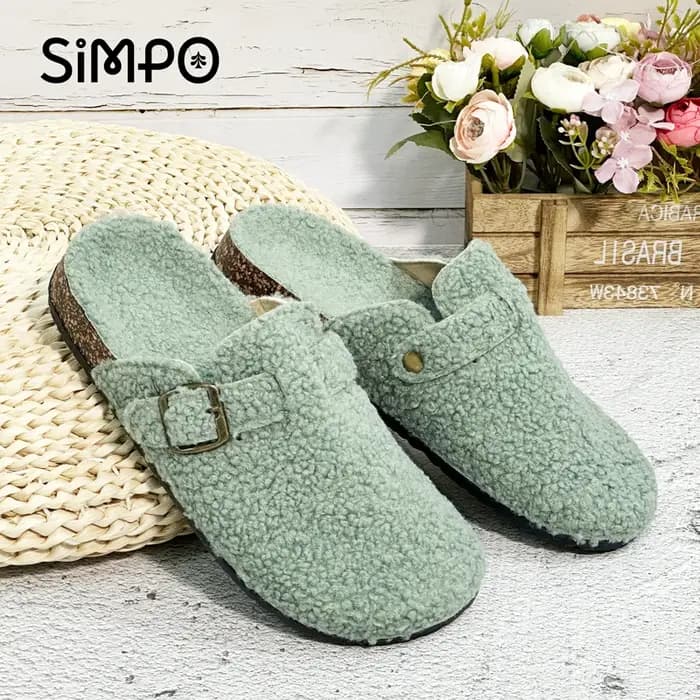 Nouveau Automne hiver femmes et chaussons pour hommes avec dessus en peluche intérieur extérieur san