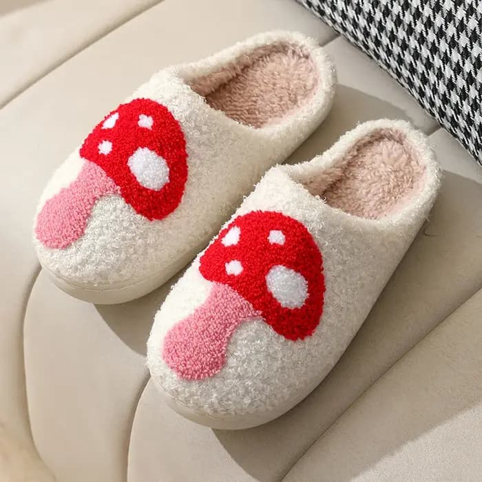Pantoufles d'intérieur à motif de champignon pour femmes