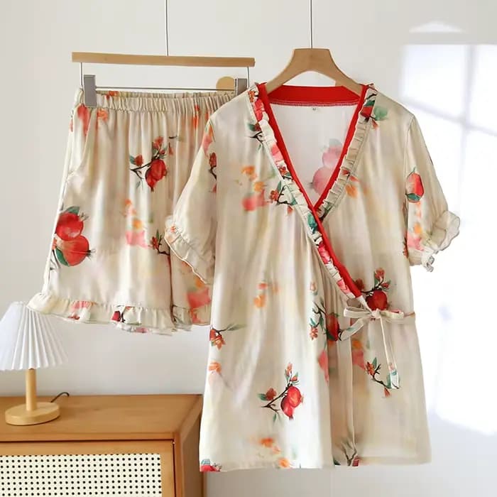 Ensemble pyjama d'été en coton de bambou pour femmes