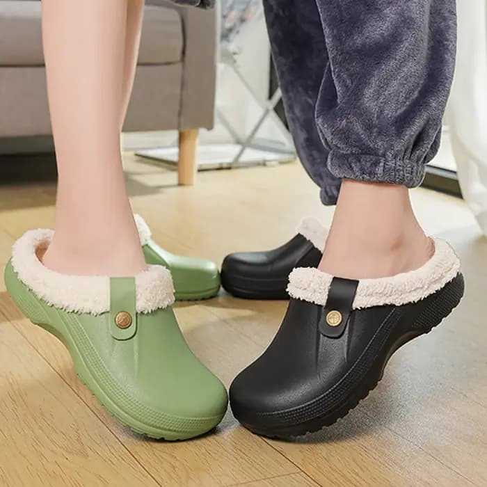 Pantoufles en fourrure en peluche imperméables pour hommes et femmes