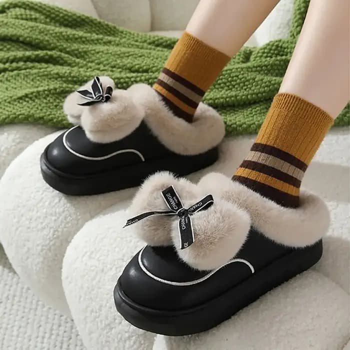 Pantoufles en coton avec nœuds imperméables et durables