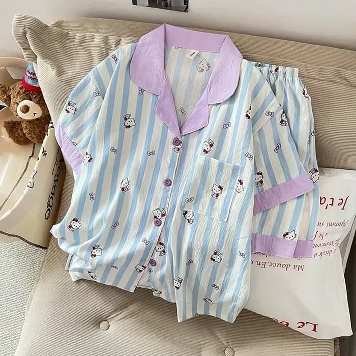 Kawaii Hello Kittys pyjamas femmes maison vêtements ensemble été à manches courtes Shorts