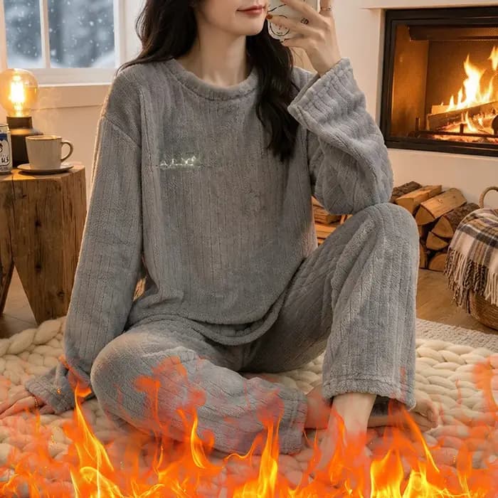 Ensemble de pyjama en polaire pour femmes, vêtements de détente à manches longues avec haut et pantalon, vêtements de nuit doux et moelleux, confortables et chauds pour l'hiver, pour la maison et les