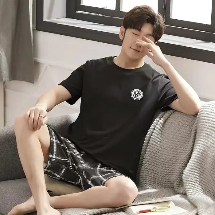 Nouveaux pyjamas d'été pour hommes - Ensemble de sous-vêtements légers à manches courtes et shorts pour jeunes