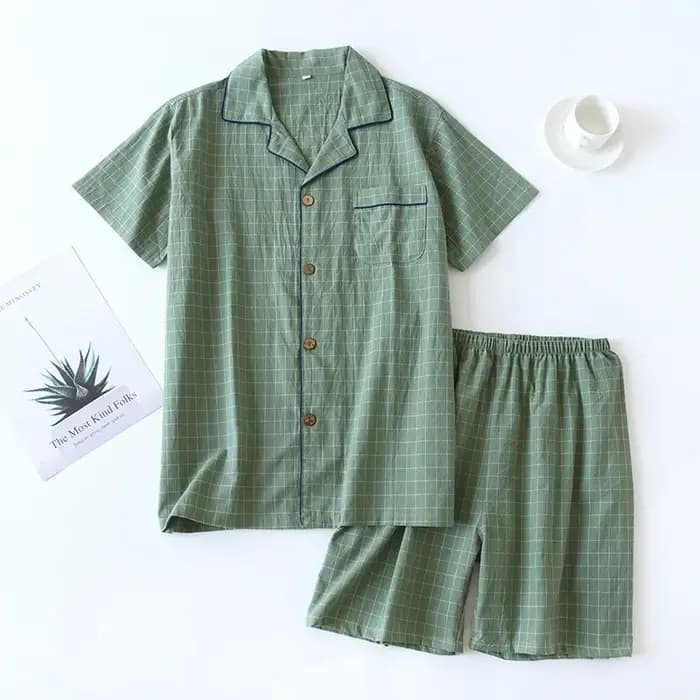 Ensemble de pyjama en coton à carreaux pour hommes